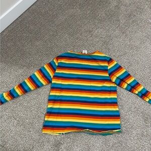 Lucy & Yak Vibrant Rainbow Striped Long Sleeve Tee